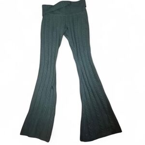 Pink Victoria's Secret Pants Womens Large Green Cable Knit Flare Y2K Fold Over
